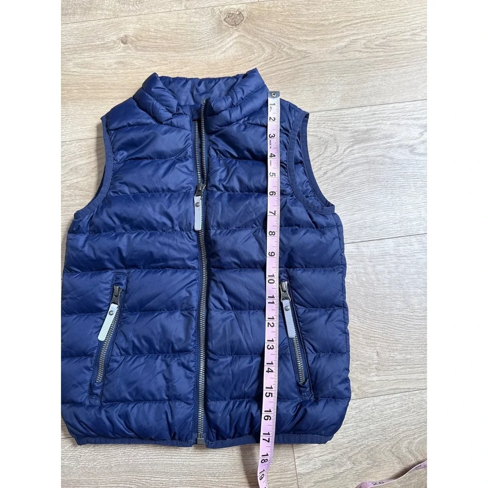 EUC Kids boys girls unisex Hanna Andersson blue puffer vest packs in pocket sz 5